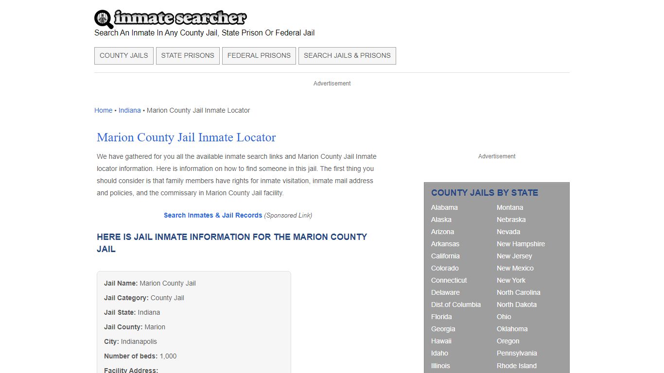 Marion County Jail Inmate Locator - Inmate Searcher